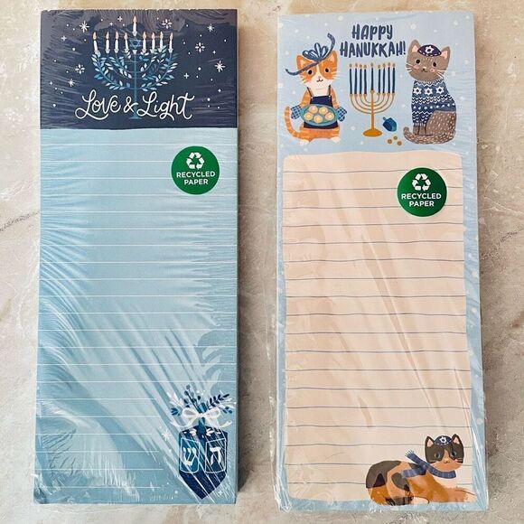 NWT 2 Clementine Magnetic Hanukkah Love Cats Grocery,Shopping,To do List Notepad - Picture 1 of 12